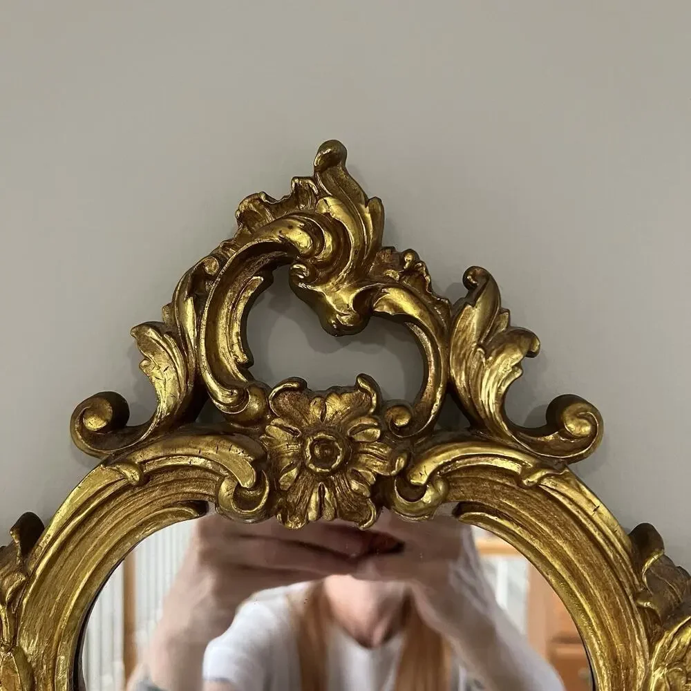 Vintage Syroco Gold Mirror Shelf Hollywood Regency Wall Decor